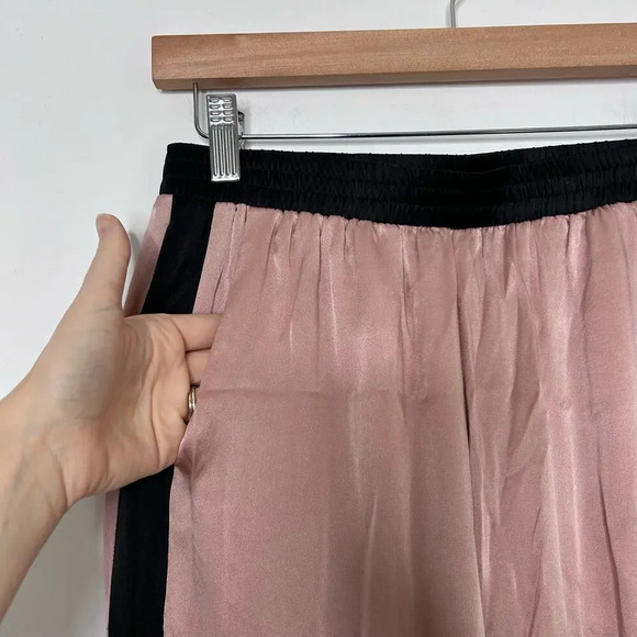 Amanda Uprichard Two-Toned Satin Pants Pink Black Side Hem Split Size Small Y2K - Picture 3 of 7